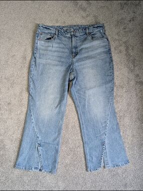 American Eagle Outfitters Light Blue Flared Jeans with Front Hem Slits